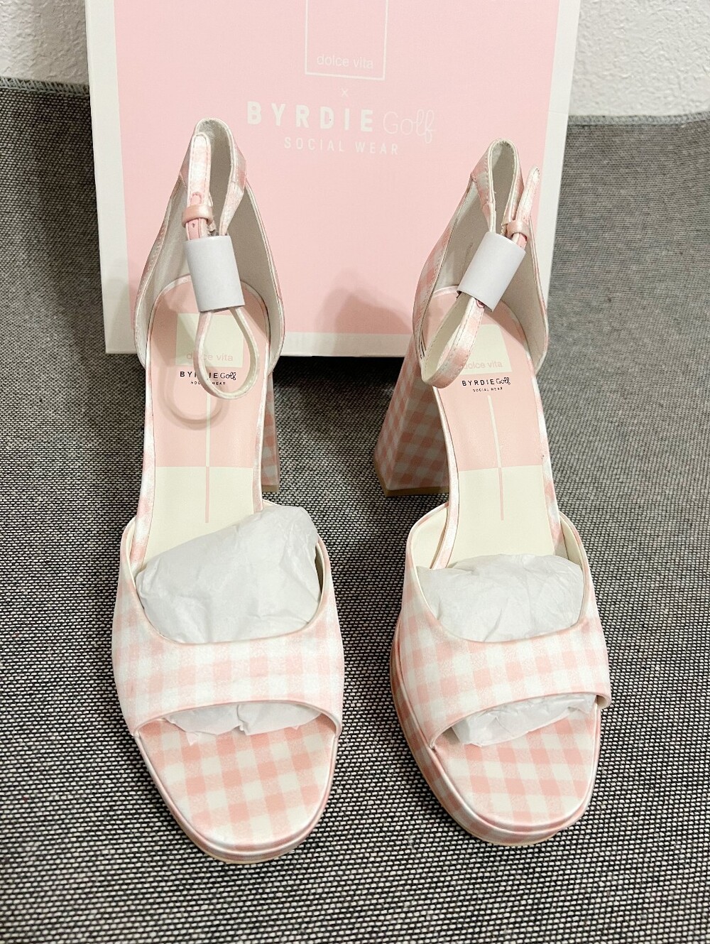 LAST PRICE New Dolce Vita Byrdie Gold Pandro Gingham Heels NO OFFERS - Picture 6 of 16